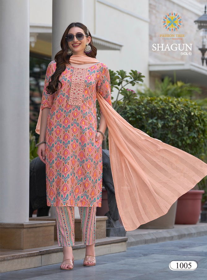 Shagun Vol 1 By Passion Tree Foil Printed Kurti With Bottom Dupatta Wholesale Shop In Surat